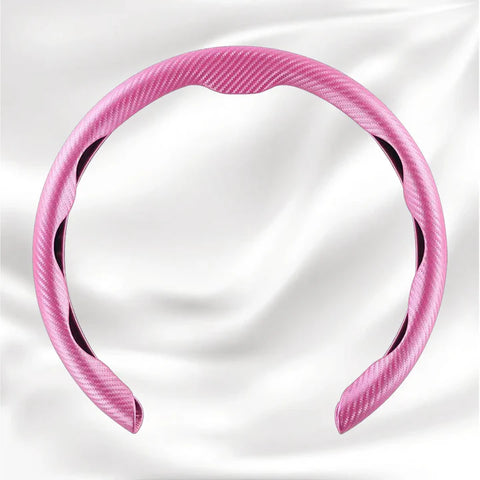 Customized Car Logo Breathable Ultra-thin 5D Leather & Carbon Car Steering Wheel Cover Universal Fit