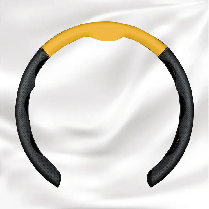 Customized Car Logo Breathable Ultra-thin 5D Leather & Carbon Car Steering Wheel Cover Universal Fit