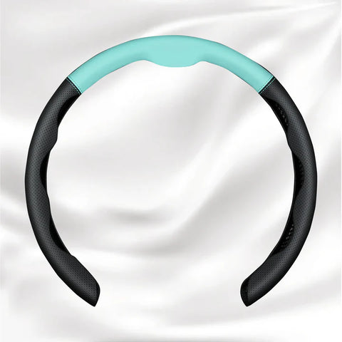 Customized Car Logo Breathable Ultra-thin 5D Leather & Carbon Car Steering Wheel Cover Universal Fit