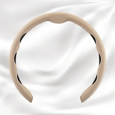 Customized Car Logo Breathable Ultra-thin 5D Leather & Carbon Car Steering Wheel Cover Universal Fit