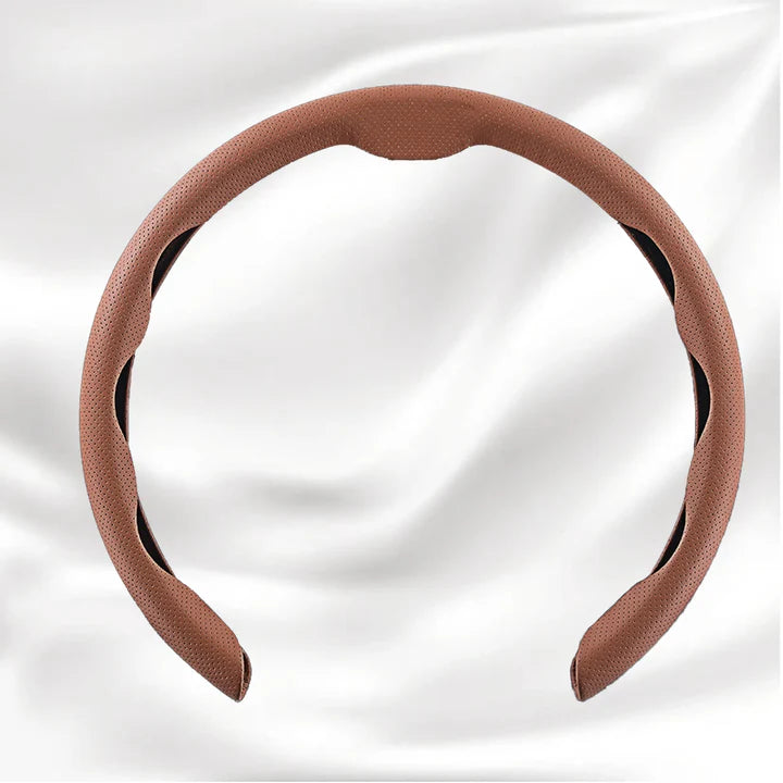 Customized Car Logo Breathable Ultra-thin 5D Leather & Carbon Car Steering Wheel Cover Universal Fit