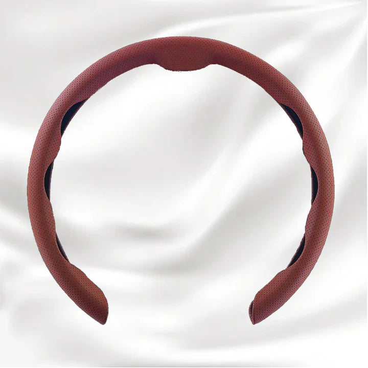 Customized Car Logo Breathable Ultra-thin 5D Leather & Carbon Car Steering Wheel Cover Universal Fit