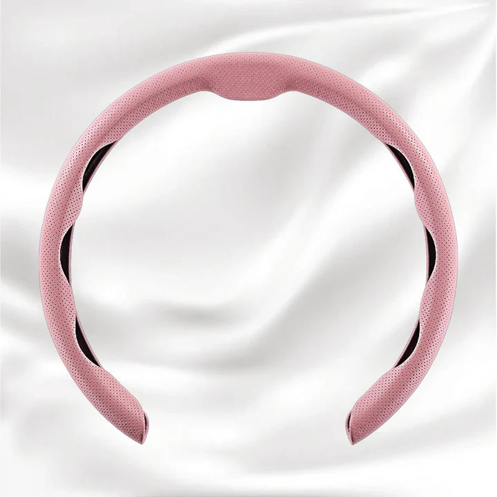 Customized Car Logo Breathable Ultra-thin 5D Leather & Carbon Car Steering Wheel Cover Universal Fit