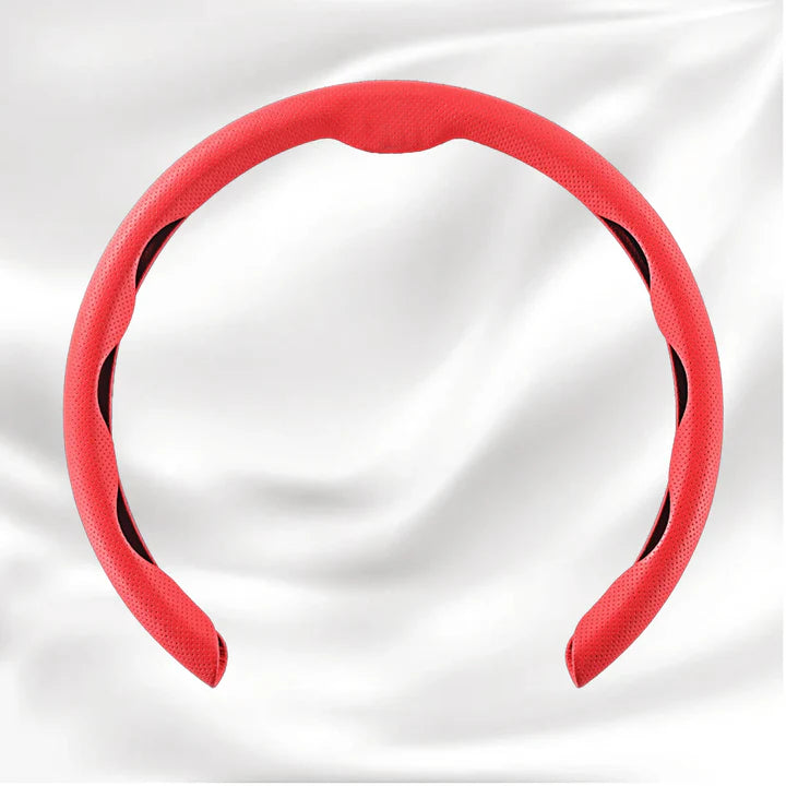 Customized Car Logo Breathable Ultra-thin 5D Leather & Carbon Car Steering Wheel Cover Universal Fit